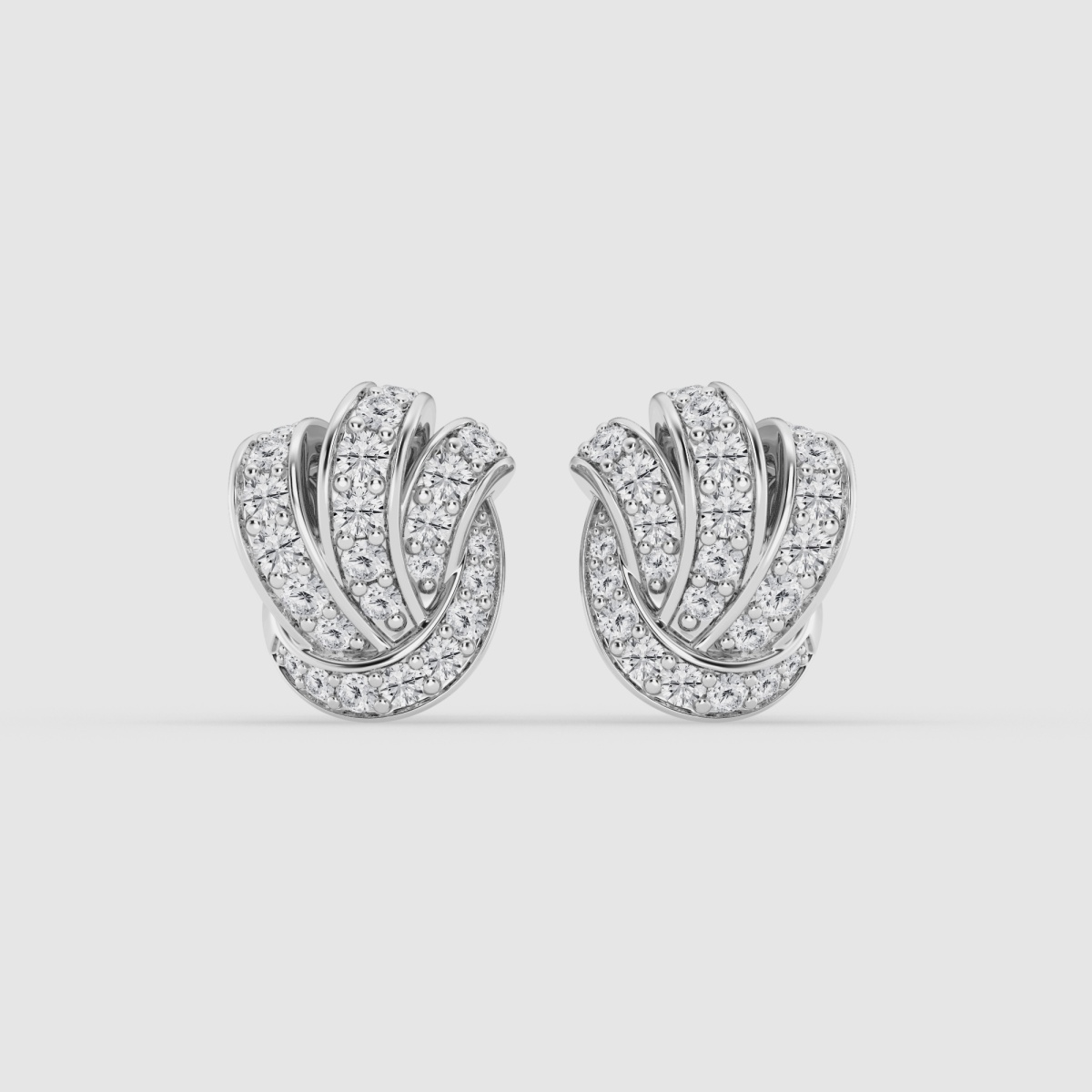 Natural Diamond | 1 1/2 ctw Round Knot Stud Earrings