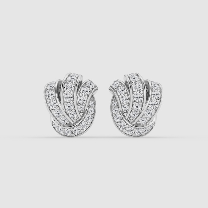 Natural Diamond | 1 1/2 ctw Round Knot Stud Earrings