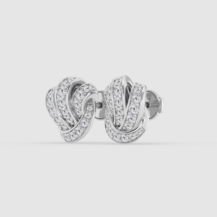 Natural Diamond | 1 1/2 ctw Round Knot Stud Earrings