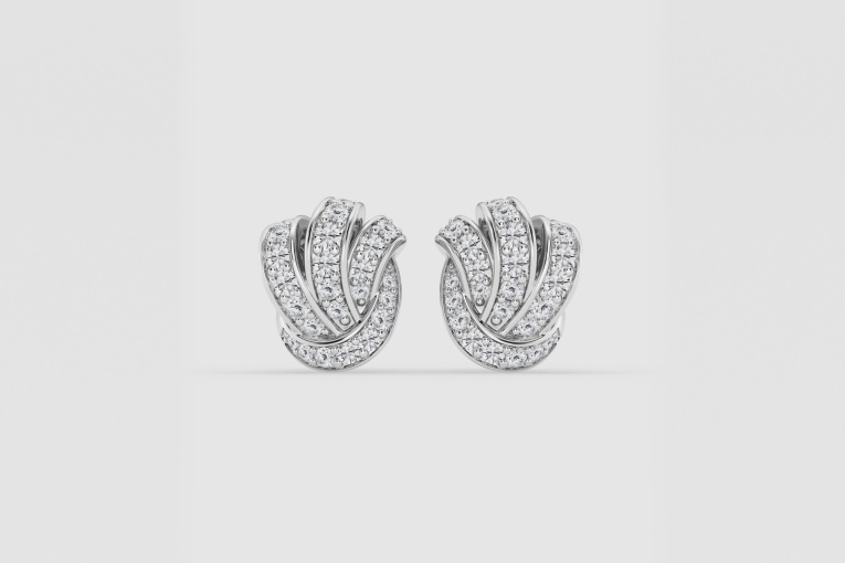 Natural Diamond | 1 1/2 ctw Round Knot Stud Earrings