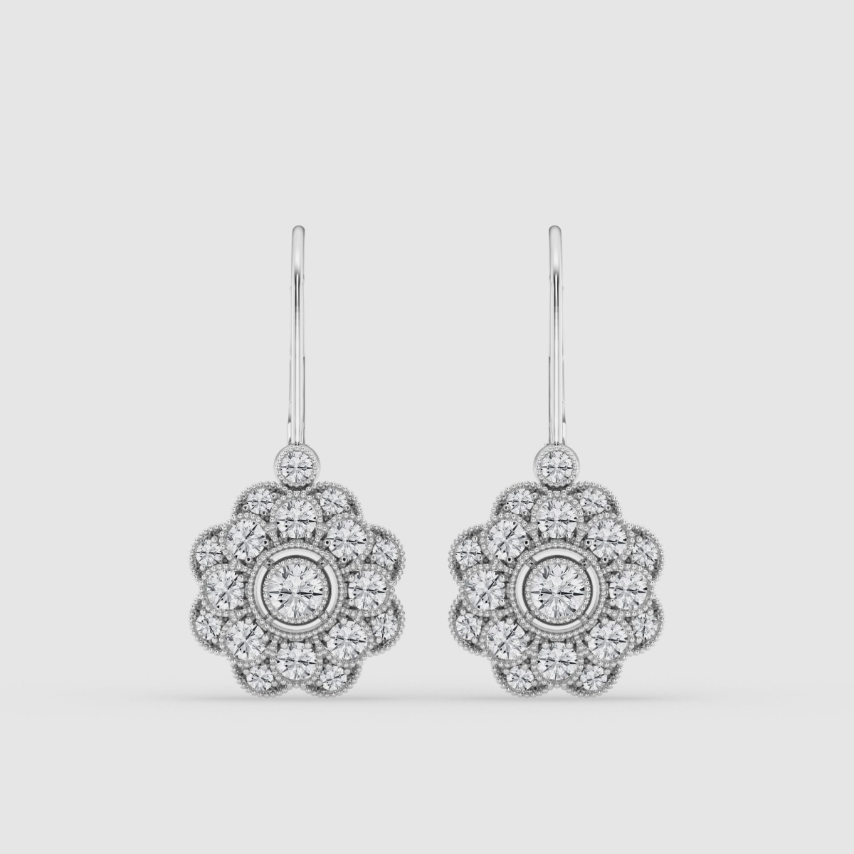 Natural Diamond | 1 1/2 ctw Round Vintage Dangle Earrings