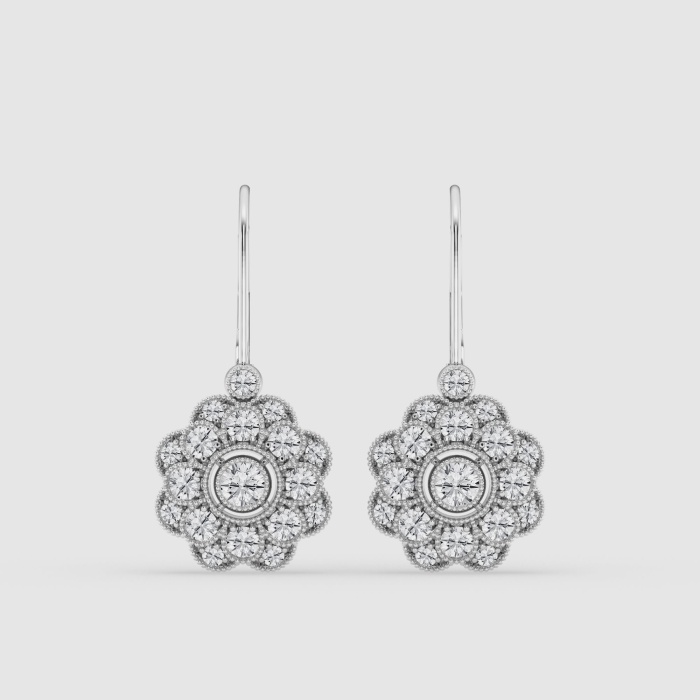 Natural Diamond | 1 1/2 ctw Round Vintage Dangle Earrings