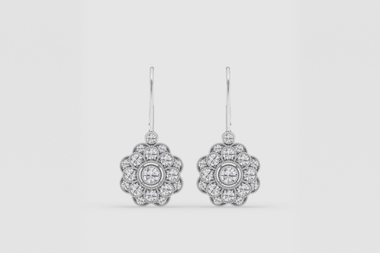 Natural Diamond | 1 1/2 ctw Round Vintage Dangle Earrings