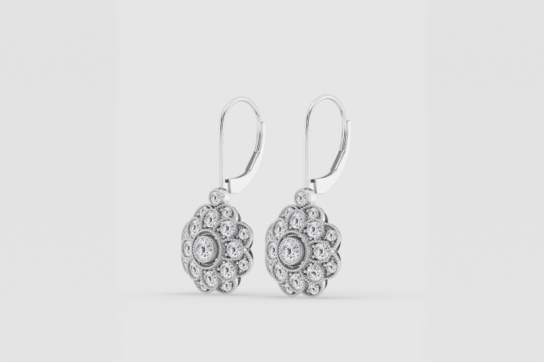 Natural Diamond | 1 1/2 ctw Round Vintage Dangle Earrings