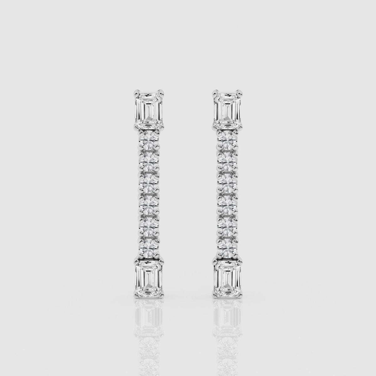 Natural Diamond | 1 1/5 ctw Emerald and Round Drop Earrings