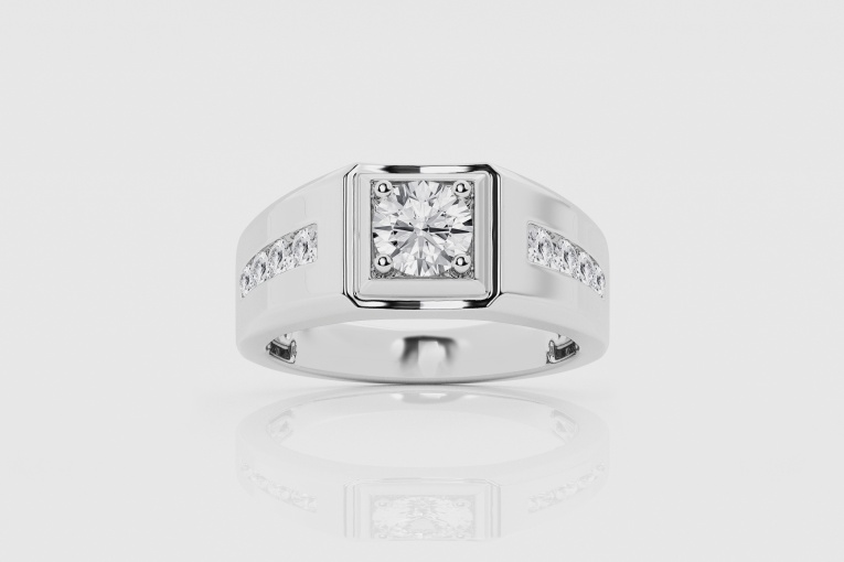 1 1/2 ctw Round Natural Solitaire With Side Diamond Fashion Ring