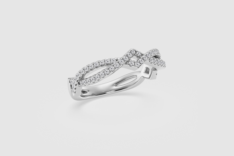 1/5 ctw Round Natural Diamond Intertwined Stackable Ring