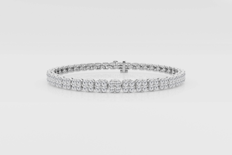 Natural Diamond | 5 ctw Round Four Dot Fashion Bracelet - 6 inches