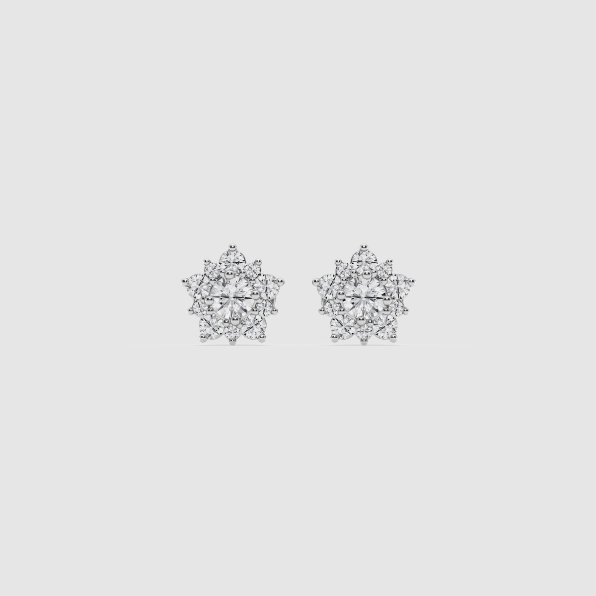 Natural Diamond | 1 ctw Round Flower Fashion Earrings