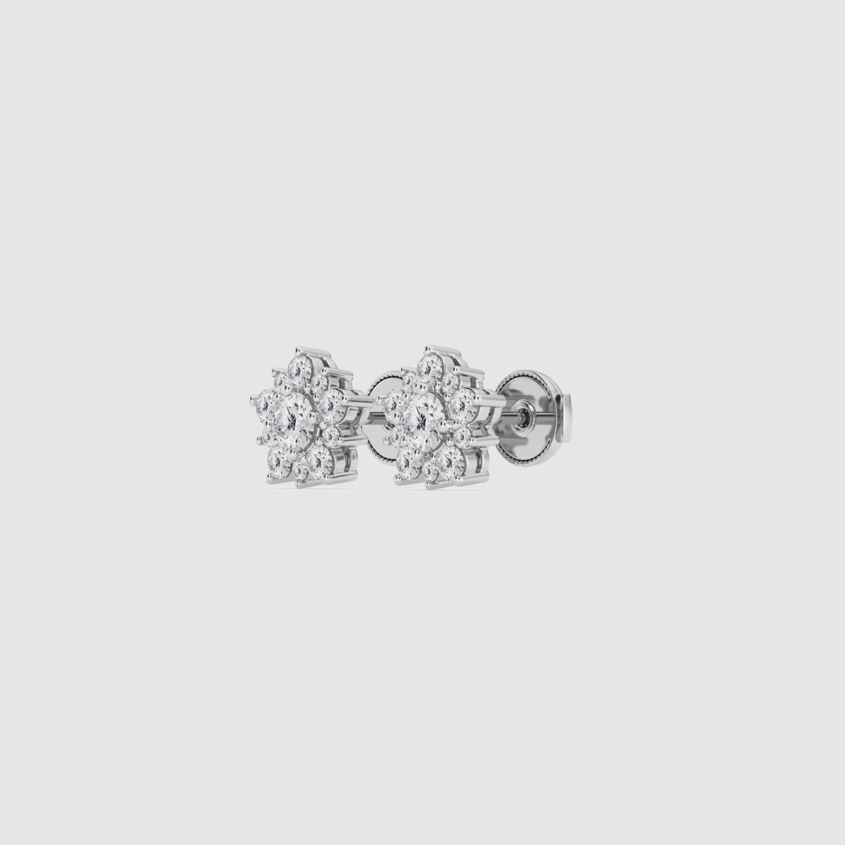 Natural Diamond | 1 ctw Round Flower Fashion Earrings