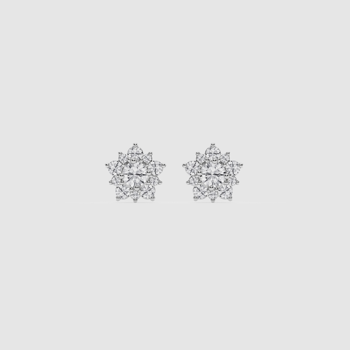 Natural Diamond | 1 ctw Round Flower Fashion Earrings