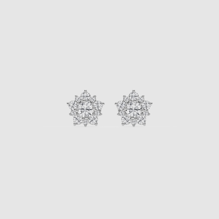 Natural Diamond | 1 ctw Round Flower Fashion Earrings