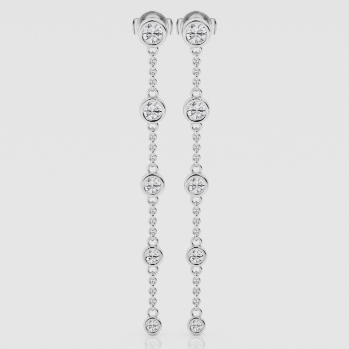 Natural Diamond | 1 1/2 ctw Round Graduated Bezel Dangle Earrings