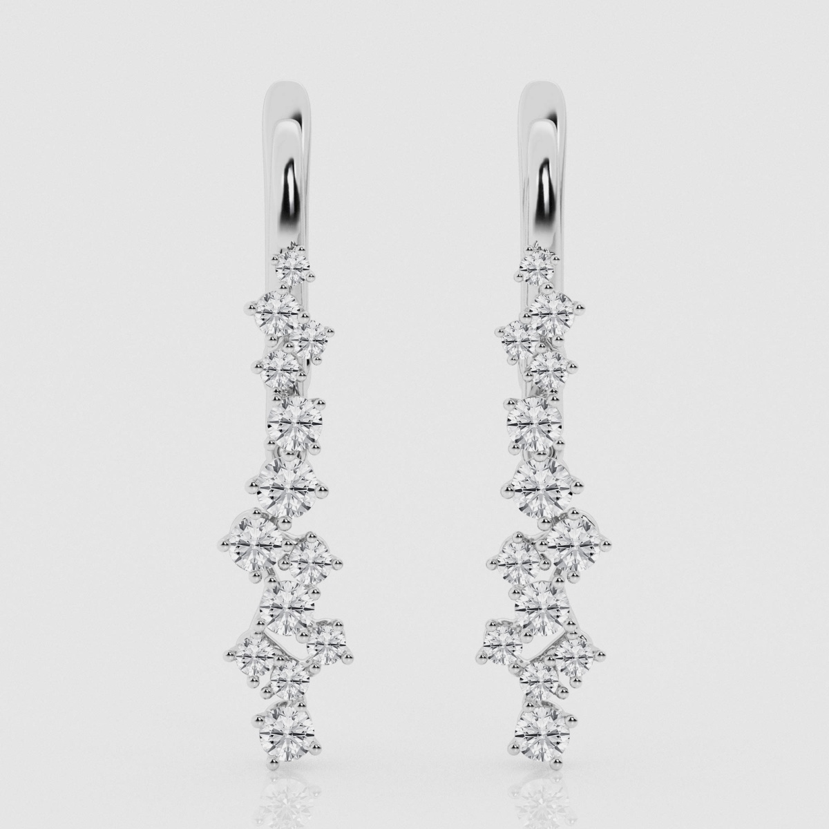 Natural Diamond | 1 ctw Round Scattered Dangle Earrings