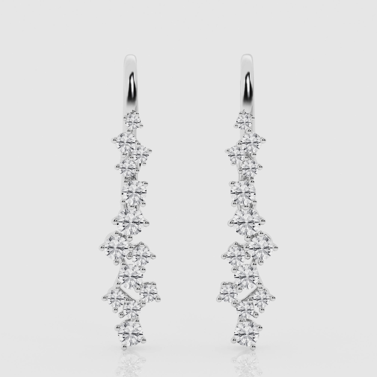 Natural Diamond | 1 ctw Round Scattered Dangle Earrings