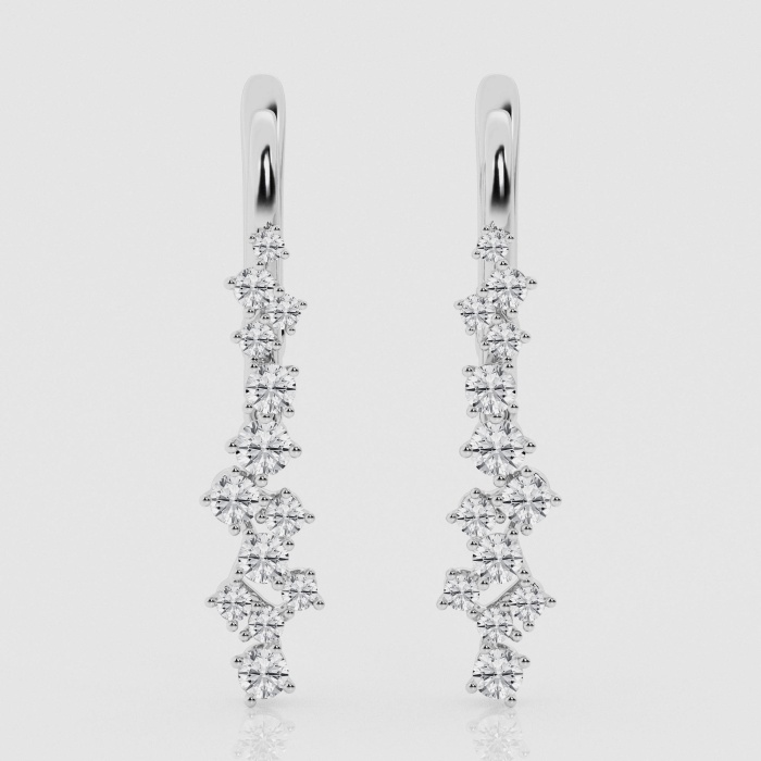 Natural Diamond | 1 ctw Round Scattered Dangle Earrings