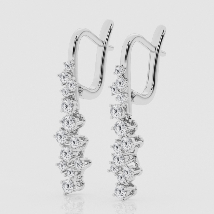 Natural Diamond | 1 ctw Round Scattered Dangle Earrings