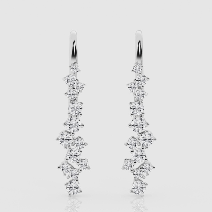 Natural Diamond | 1 ctw Round Scattered Dangle Earrings