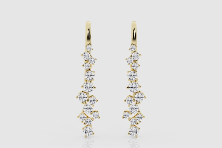 Natural Diamond | 1 ctw Round Scattered Dangle Earrings