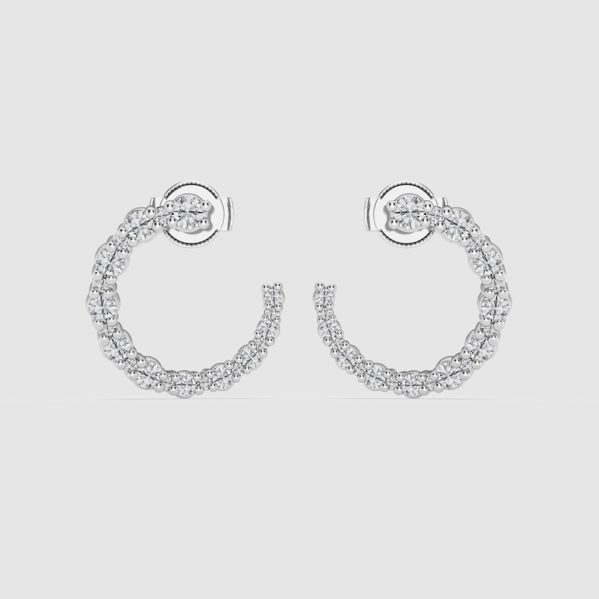 Natural Diamond | 1 ctw Round Open Back Hoop Fashion Earrings