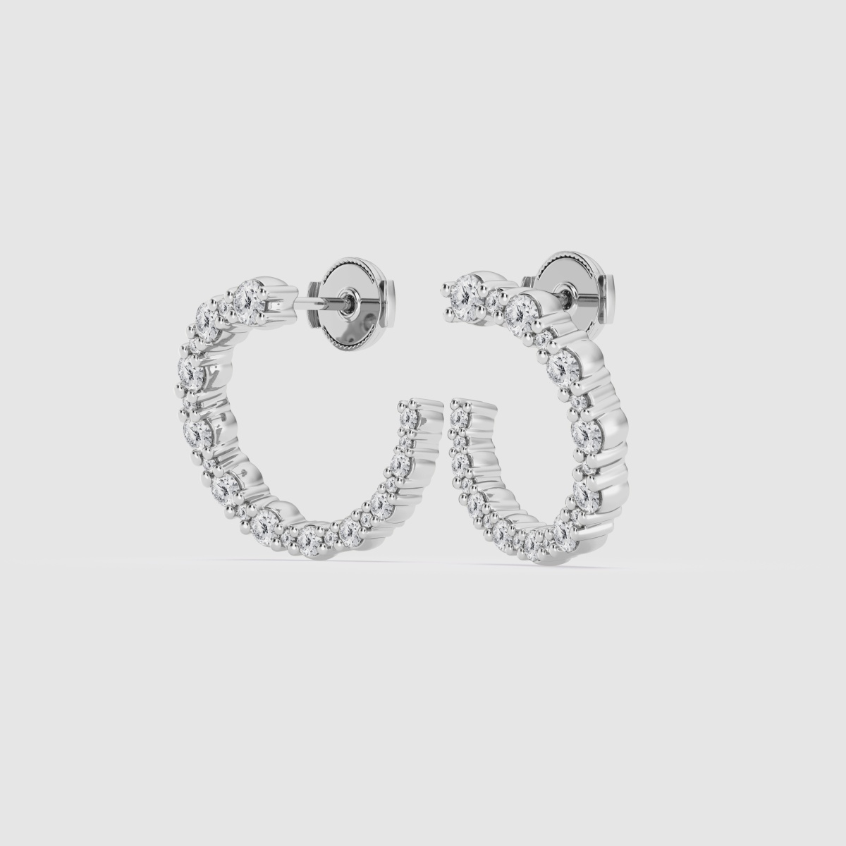 Natural Diamond | 1 ctw Round Open Back Hoop Fashion Earrings