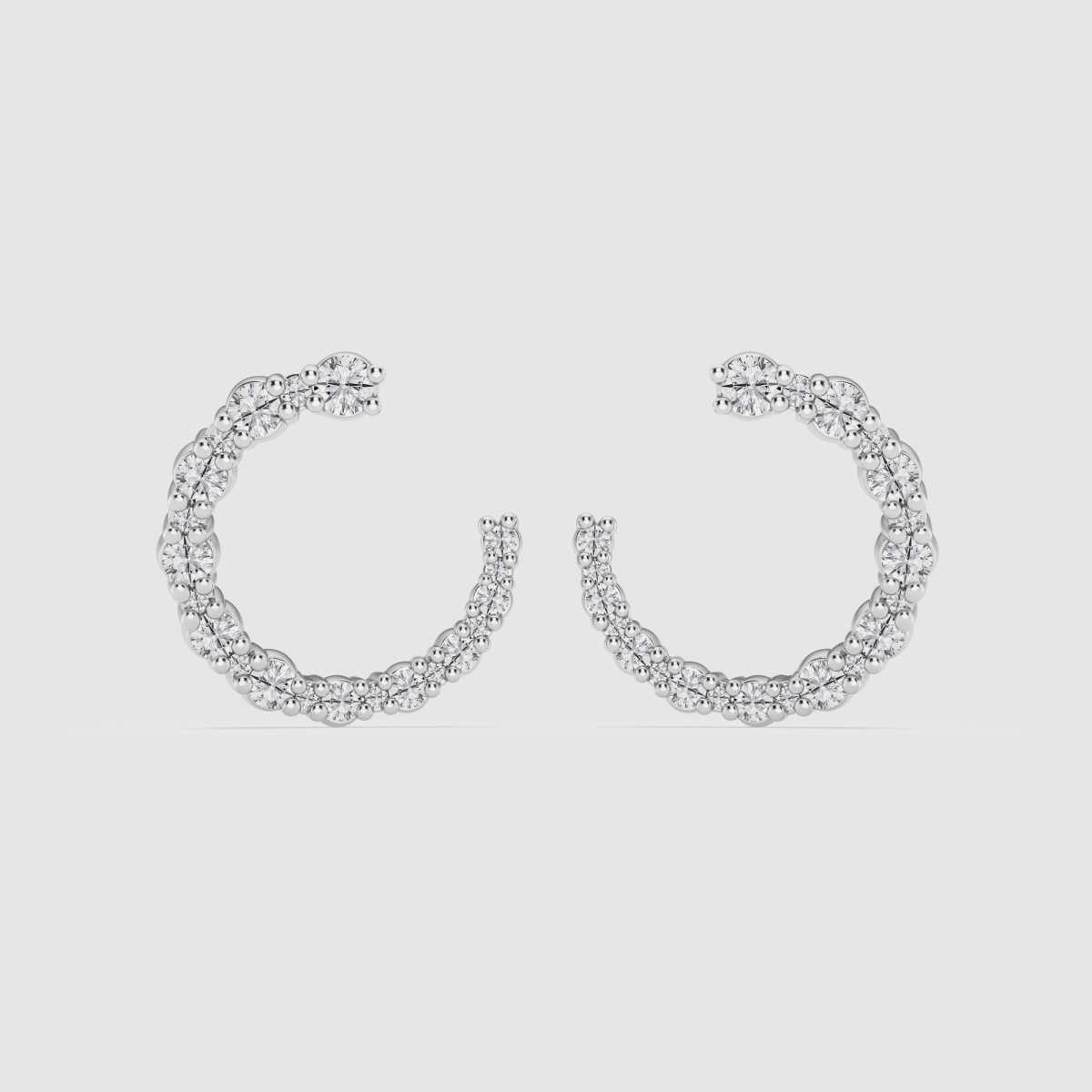 Natural Diamond | 1 ctw Round Open Back Hoop Fashion Earrings