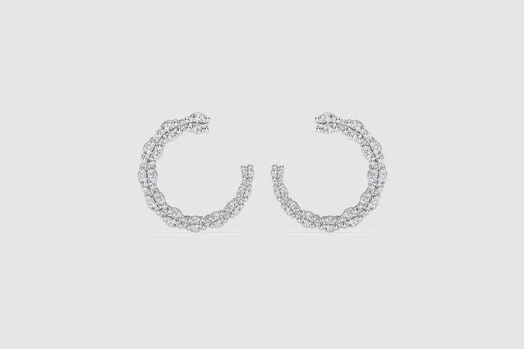Natural Diamond | 1 ctw Round Open Back Hoop Fashion Earrings
