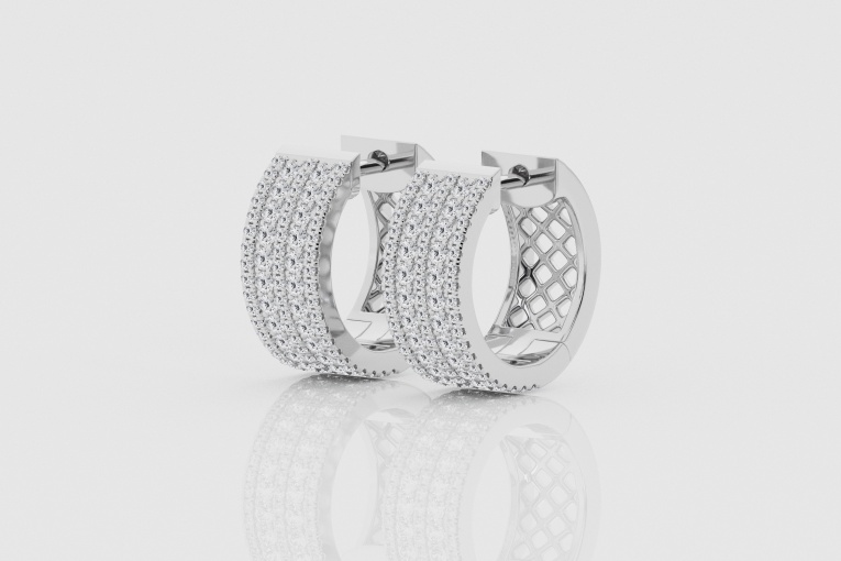 1 ctw Round Natural Diamond Multirow Hoops