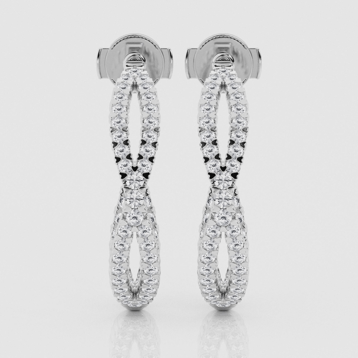 Natural Diamond | 1 1/2 ctw Round Criss Cross Post Hoop Earrings