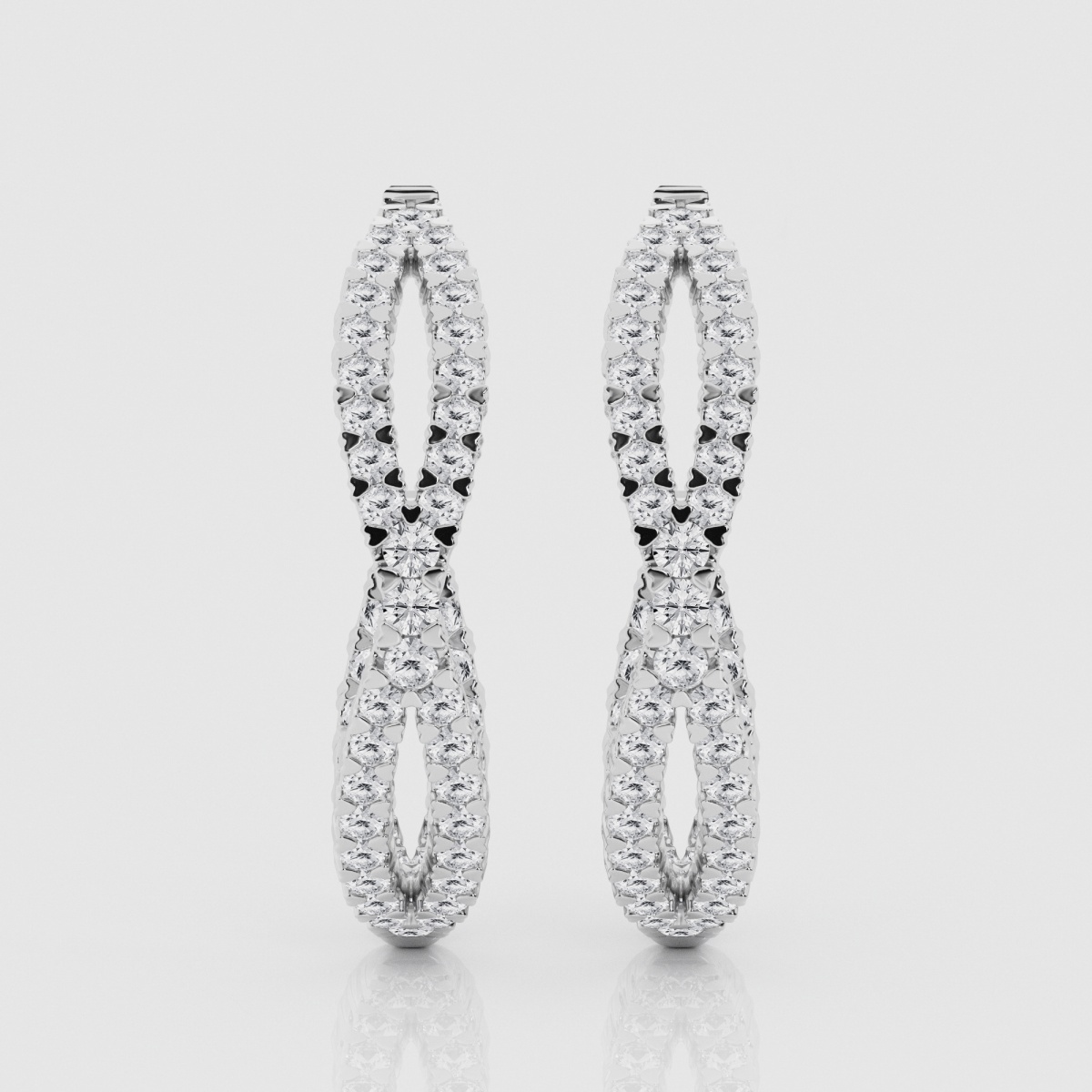 Natural Diamond | 1 1/2 ctw Round Criss Cross Post Hoop Earrings