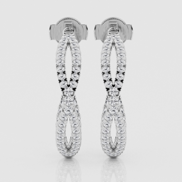 Natural Diamond | 1 1/2 ctw Round Criss Cross Post Hoop Earrings