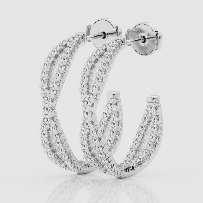 Natural Diamond | 1 1/2 ctw Round Criss Cross Post Hoop Earrings