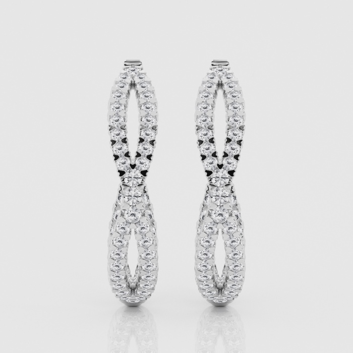 Natural Diamond | 1 1/2 ctw Round Criss Cross Post Hoop Earrings