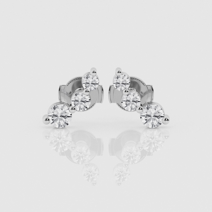 Natural Diamond | 1 ctw Round Three Stone Floating Fashion Earrings