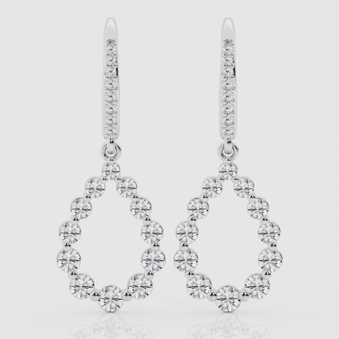 Natural Diamond | 1 5/8 ctw Round Pearshape Dangle Earrings