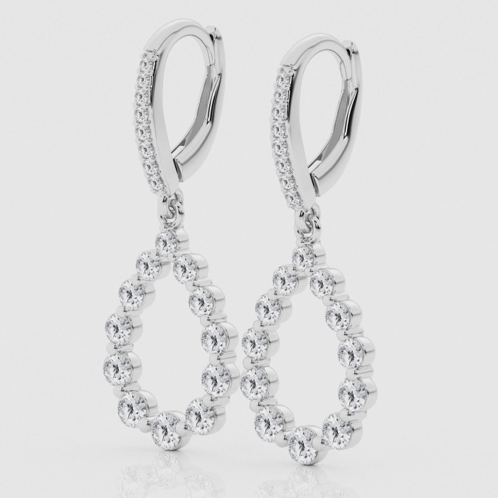 Natural Diamond | 1 5/8 ctw Round Pearshape Dangle Earrings