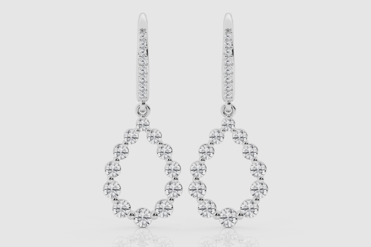 Natural Diamond | 1 5/8 ctw Round Pearshape Dangle Earrings