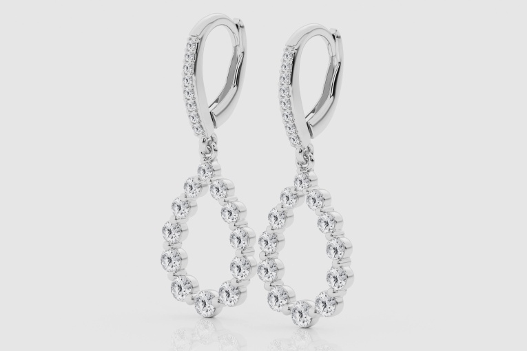 Natural Diamond | 1 5/8 ctw Round Pearshape Dangle Earrings