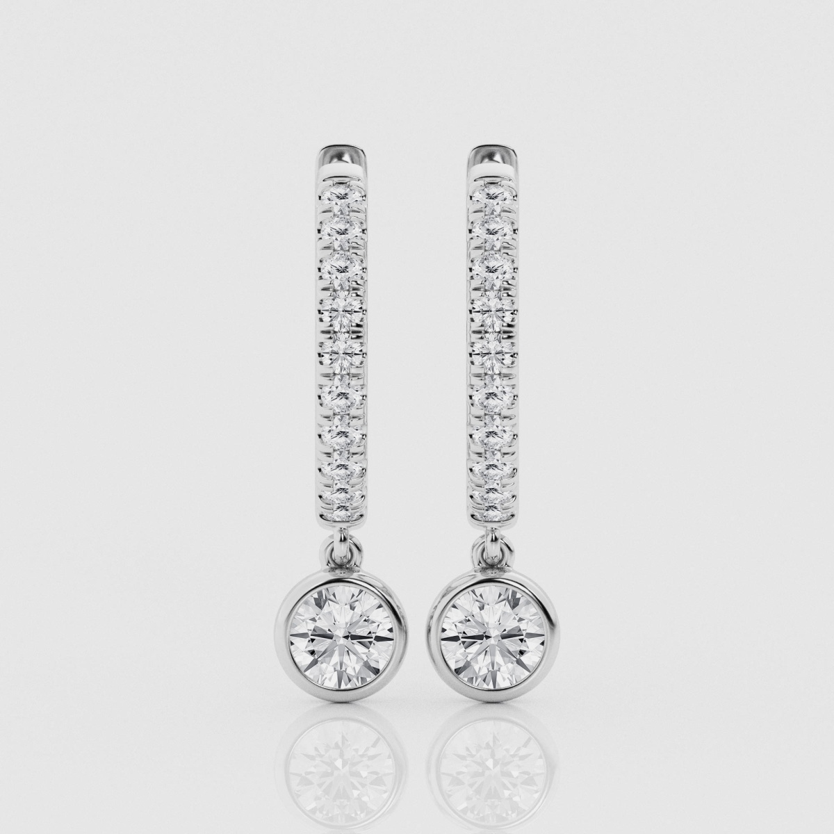 Natural Diamond | 1 ctw Round Dangle Huggie Hoop Earrings