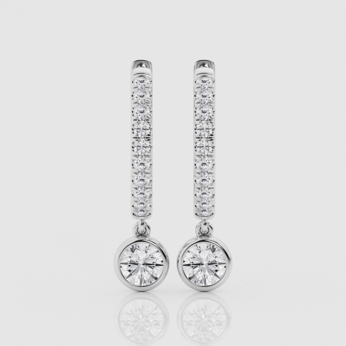 Natural Diamond | 1 ctw Round Dangle Huggie Hoop Earrings