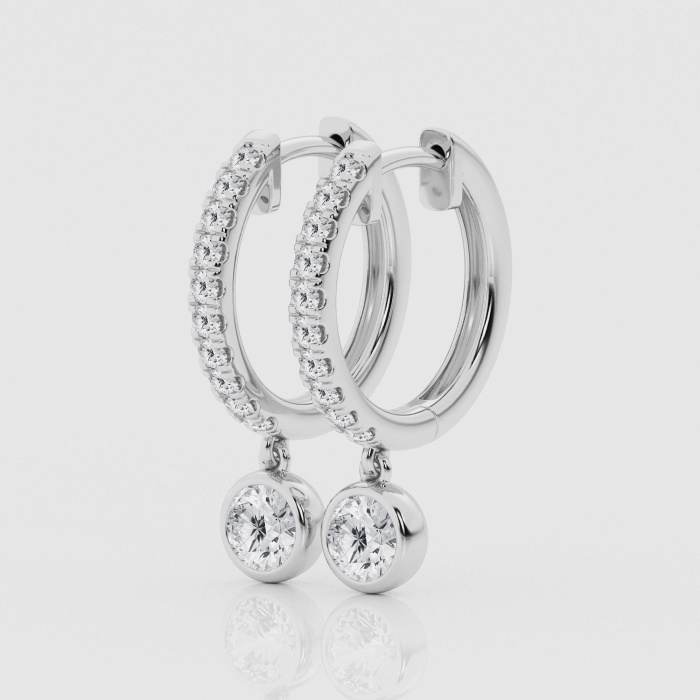 Natural Diamond | 1 ctw Round Dangle Huggie Hoop Earrings