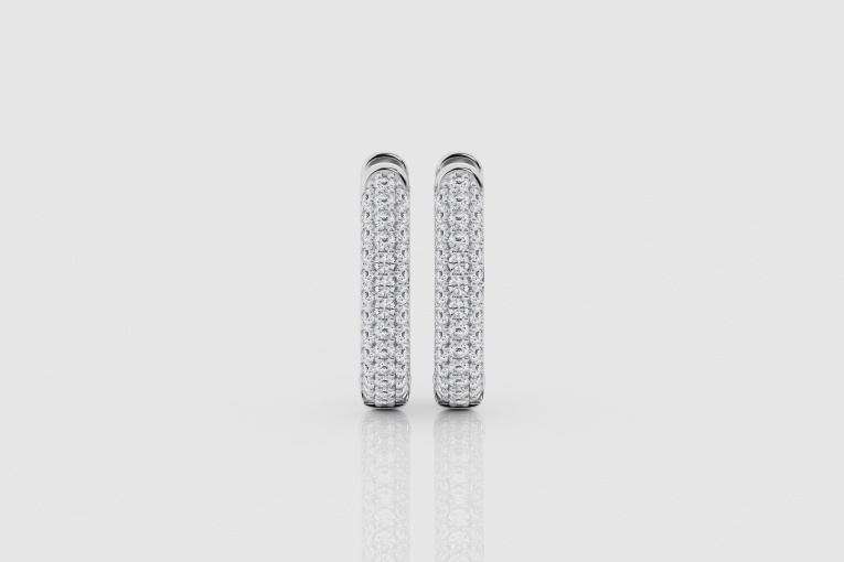 Natural Diamond | 1 ctw Round Huggie Hoop Earrings