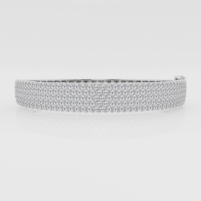 Natural Diamond | 5 ctw Round Multirow Bangle Bracelet - 7 inches