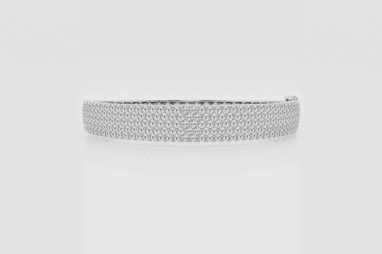 Natural Diamond | 5 ctw Round Multirow Bangle Bracelet - 7 inches