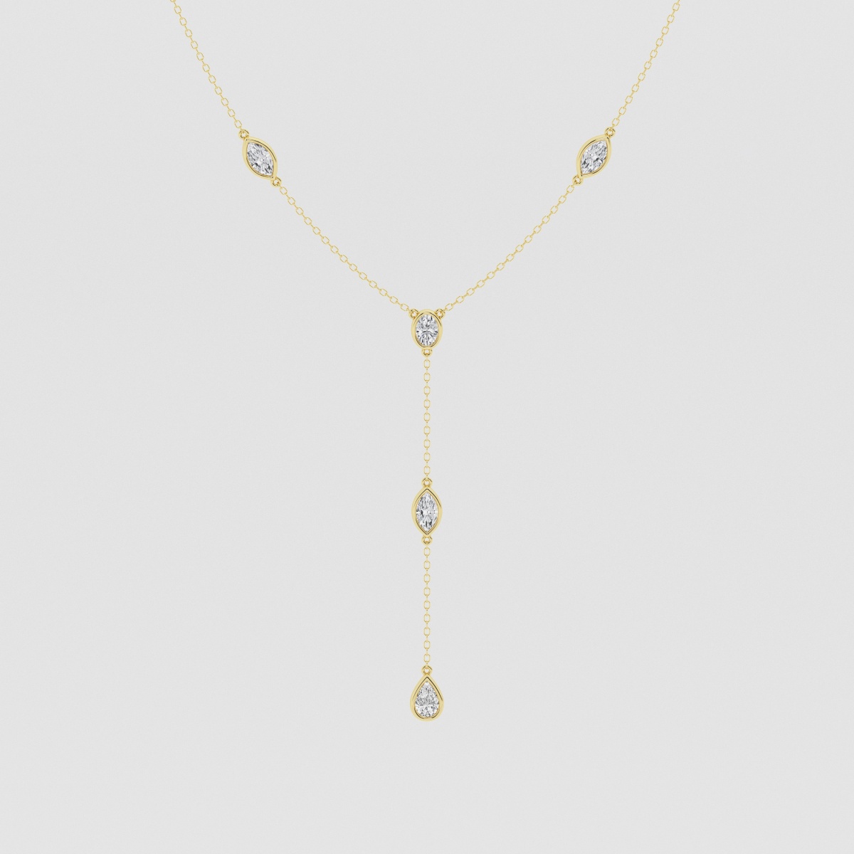 Natural Diamond | 2 1/4 ctw Mixed Fancy Cut Lariat Necklace