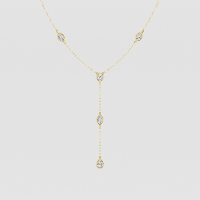 Natural Diamond | 2 1/4 ctw Mixed Fancy Cut Lariat Necklace