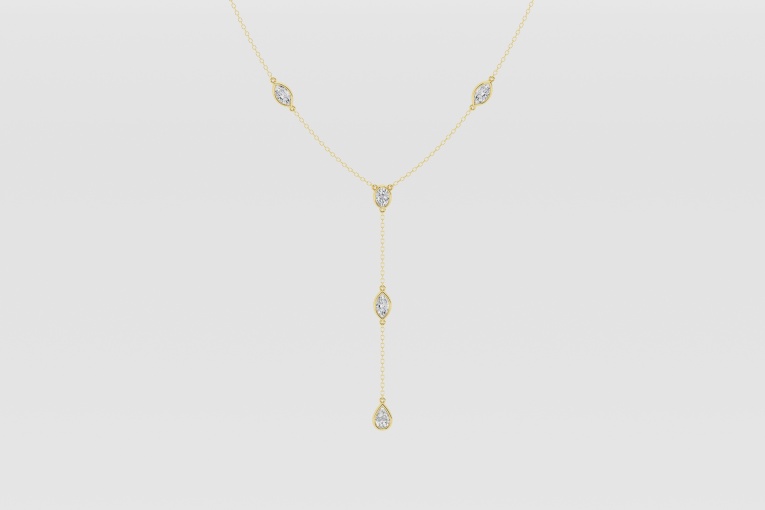 Natural Diamond | 2 1/4 ctw Mixed Fancy Cut Lariat Necklace
