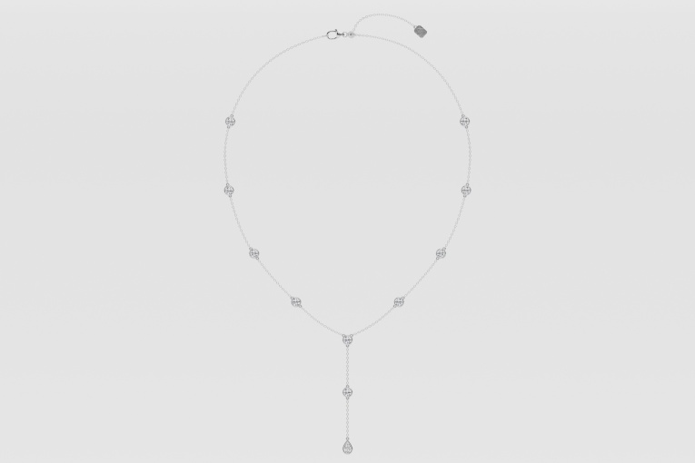 Natural Diamond | 2 1/4 ctw Pear and Round Lariat Necklace