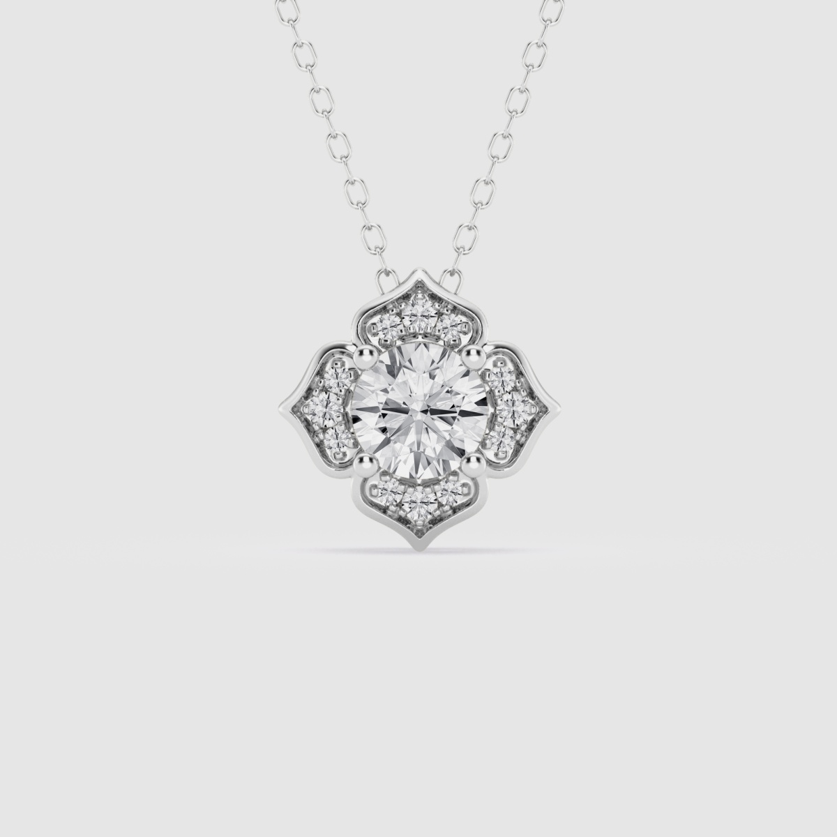 3/4 ctw Round Natural Diamond Floral Fashion Pendant