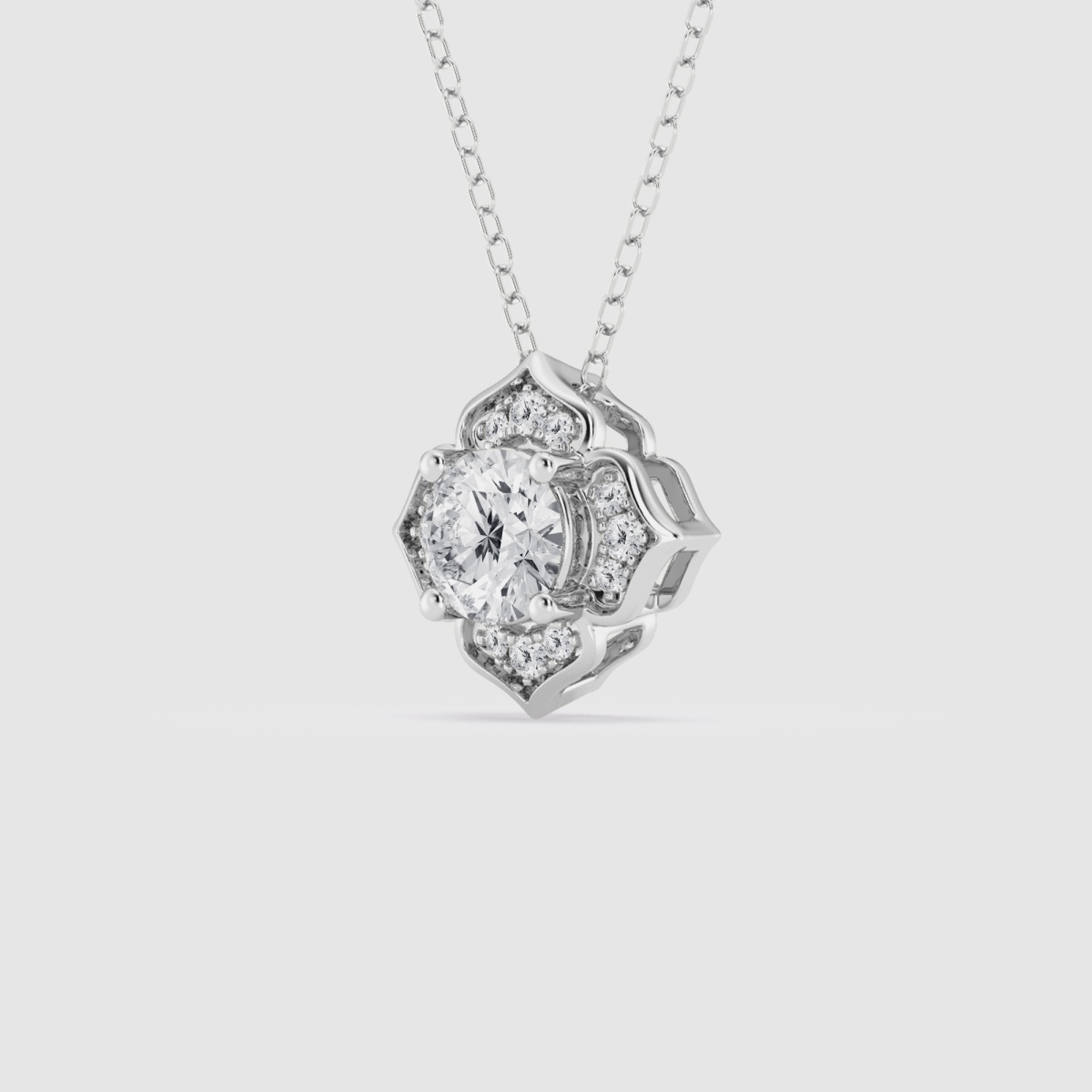 3/4 ctw Round Natural Diamond Floral Fashion Pendant